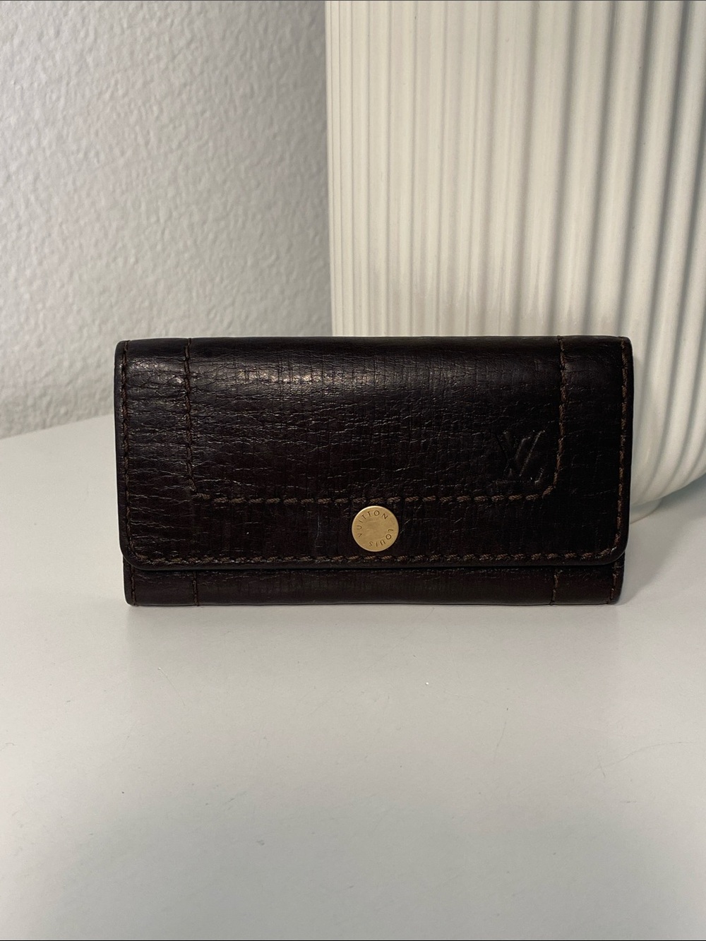 Rare Louis Vuitton Leather 4 Ring Key Case